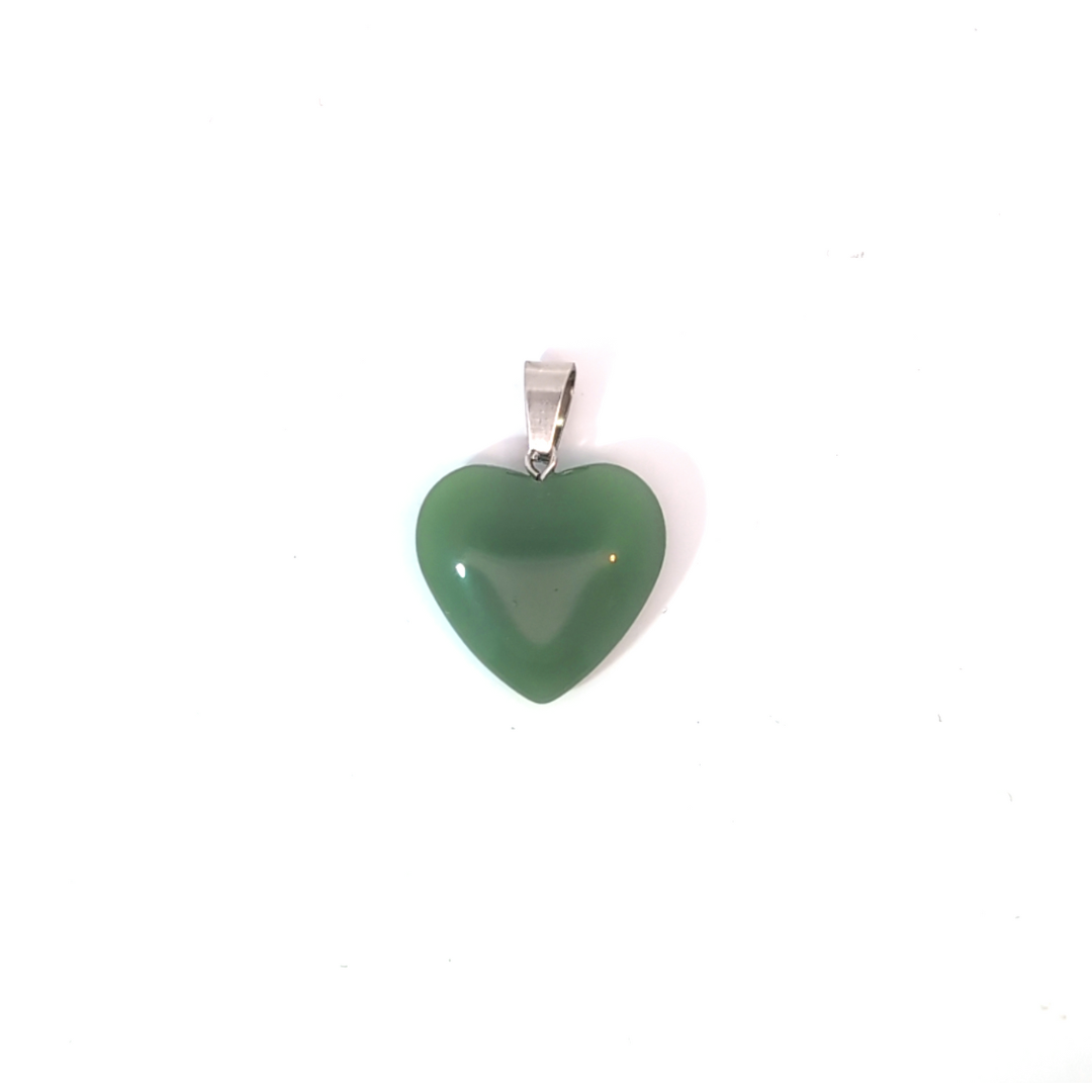 Groen hartje bedel met zilveren details, Jadel sieraden