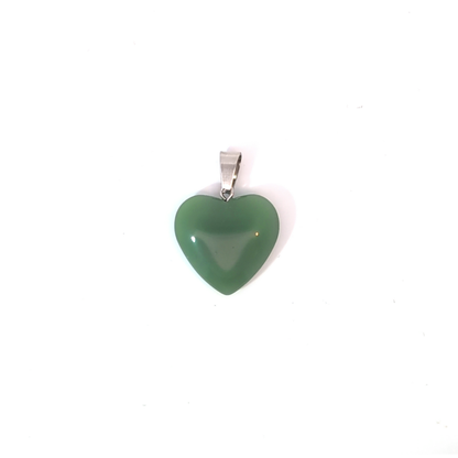 Groen hartje bedel met zilveren details, Jadel sieraden
