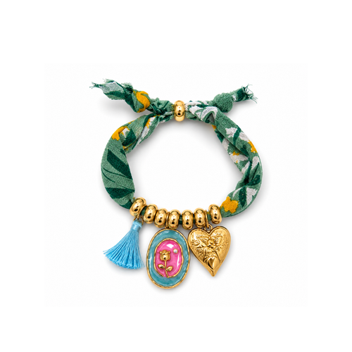 Groene bandana armband met bedels