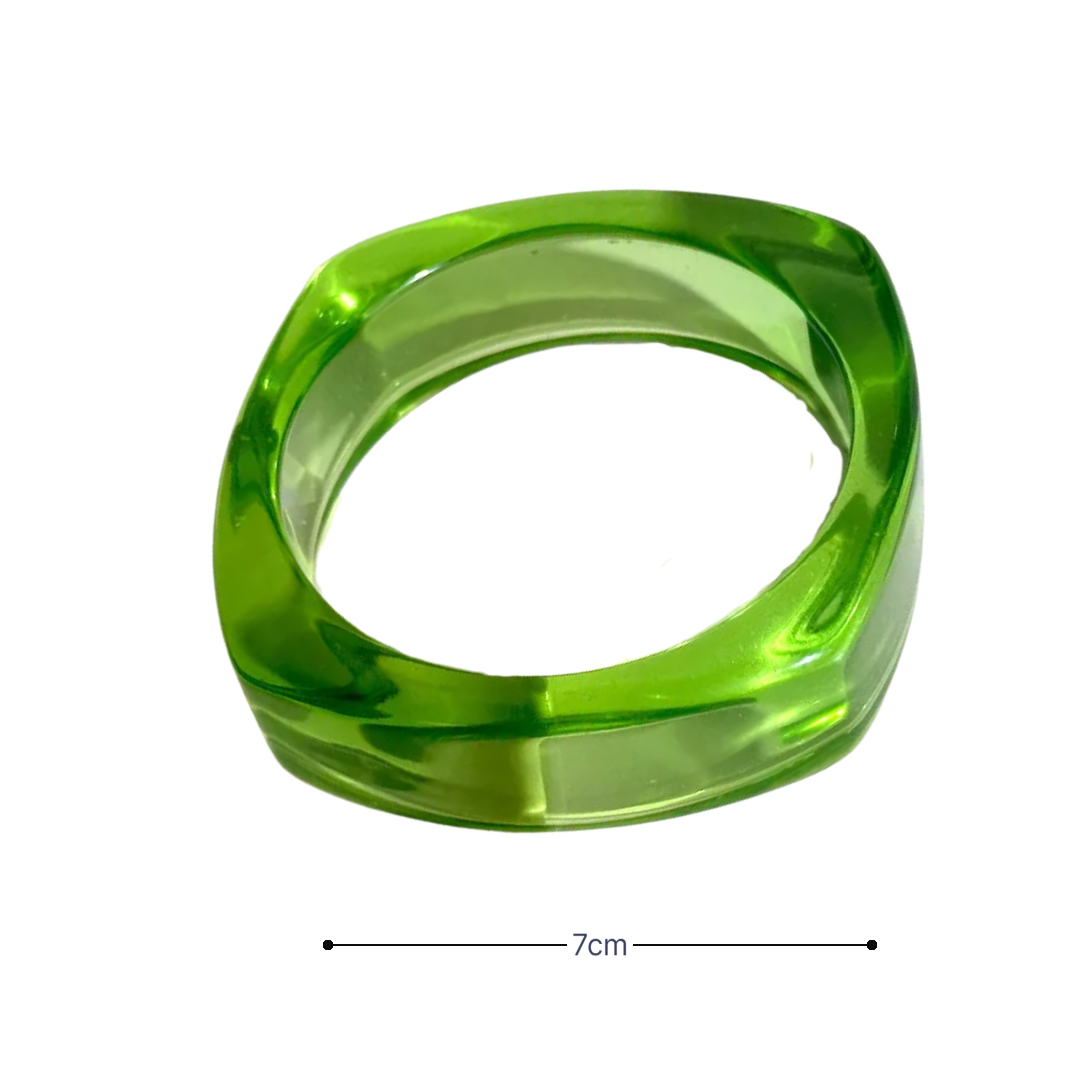 Groene chunky resin bangle armband transparant Ibiza style statement dames mt afmeting
