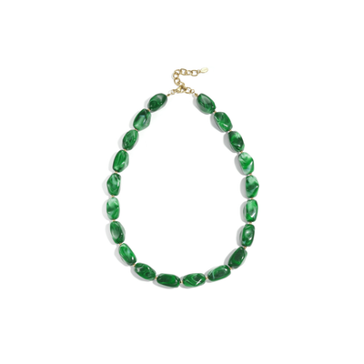 Groene chunky statement marble kralenketting Sanne