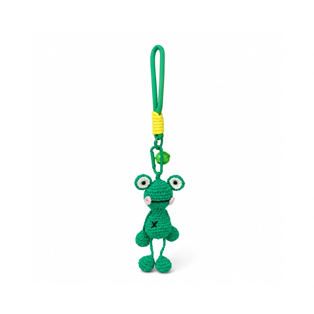 Groene gehaakte kikker tashanger