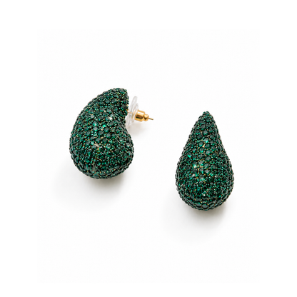 Groene diamand glitter oorbel in druppelvorm Ibiza Style