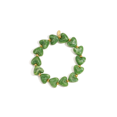 Groene marble hartjes kralenarmband Lieve