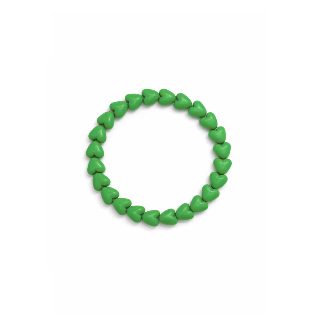 Groene hartjes kralenarmband elastisch dames armband
