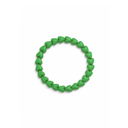 Groene hartjes kralenarmband elastisch dames armband