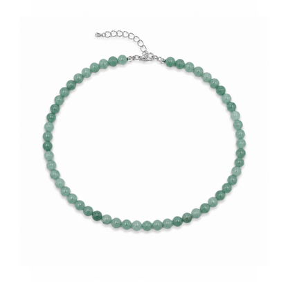 Groene Jade natuursteen kralenketting Jacky met 6 mm groene natuursteen kralen en stainless steel sluiting van Casa Jadel.