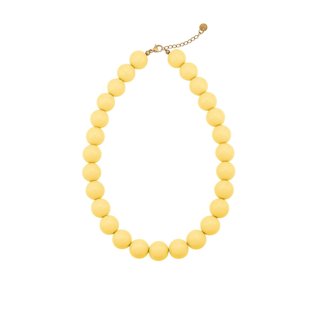 Grote botergele kralenketting met goudkleurige sluiting in Ibiza style