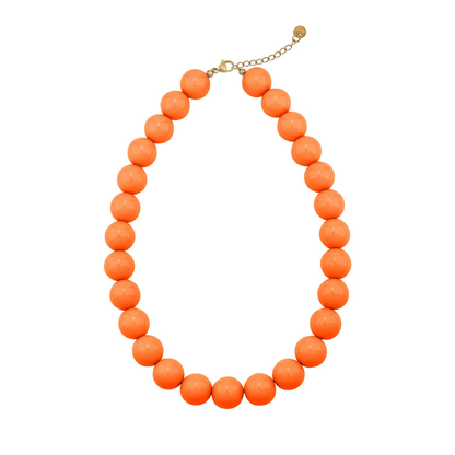 Grote oranje kralenketting met goudkleurige sluiting in Ibiza style