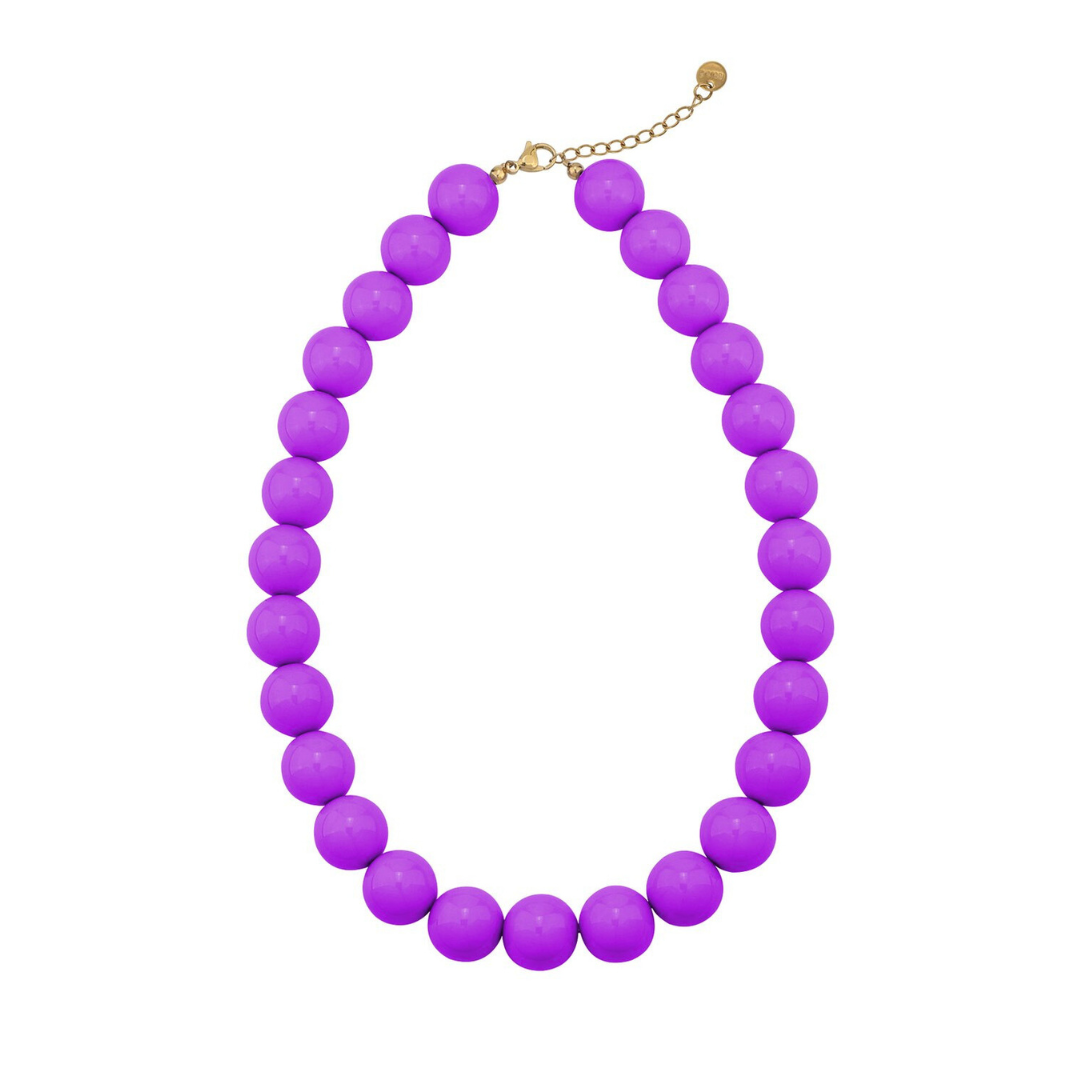 Grote violette kralenketting met goudkleurige sluiting in Ibiza style