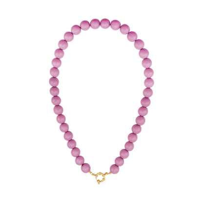 grote kralenketting oud roze