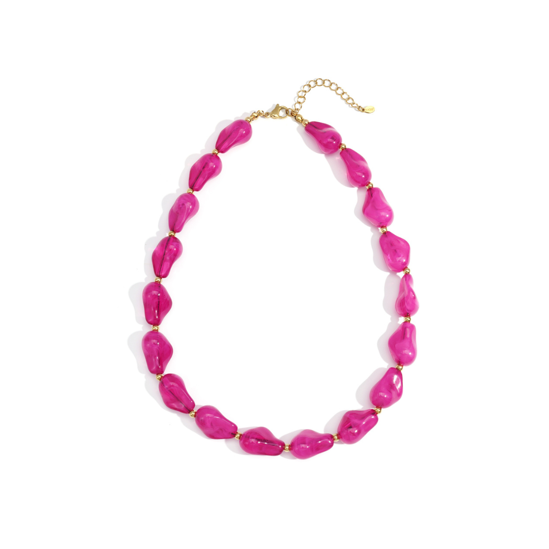 Chunky roze kralen ketting