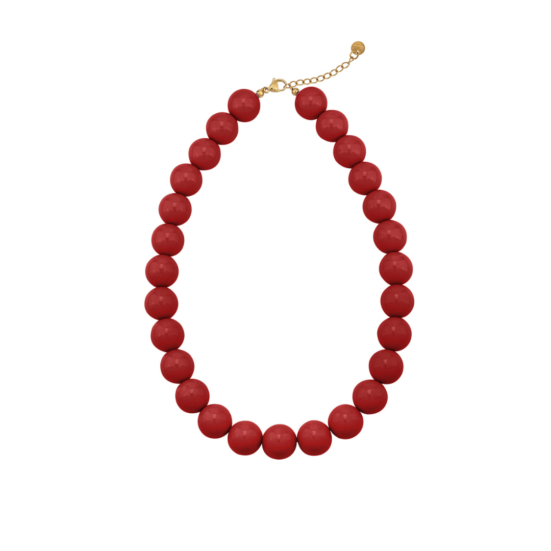 Grote kralen ketting donker rood