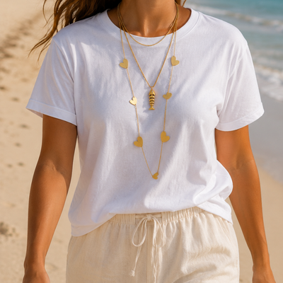 Lange ketting met statement hartjes