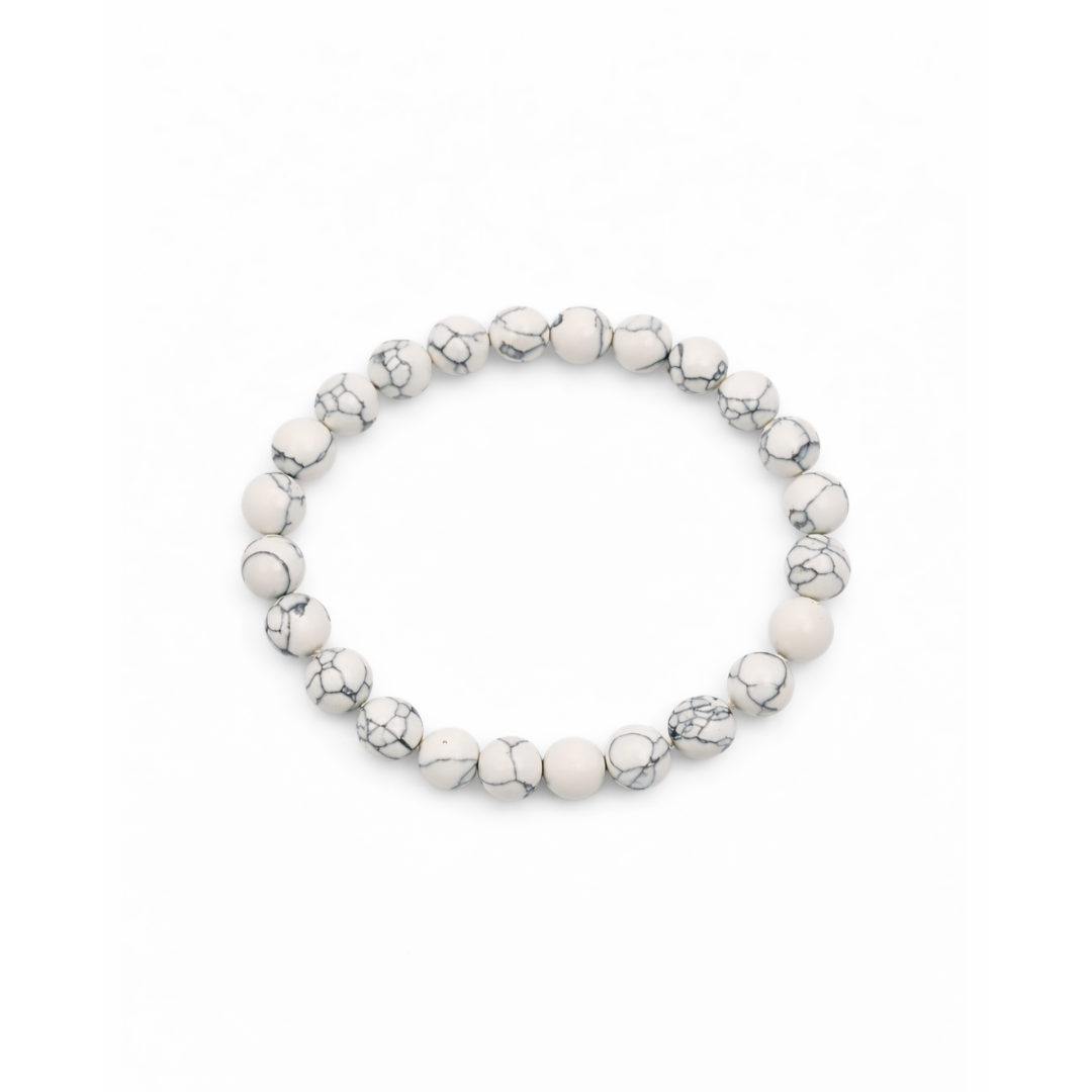 Howliet natuursteen kralenarmband dames met wit marmer effect Casa Jadel