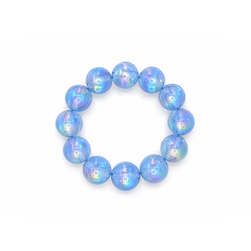 IJsblauwe metallic grote kralenarmband Eva