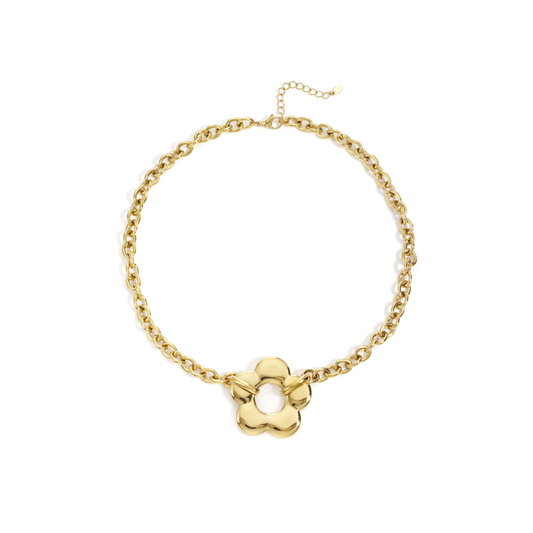 Gouden ketting met statement bloem