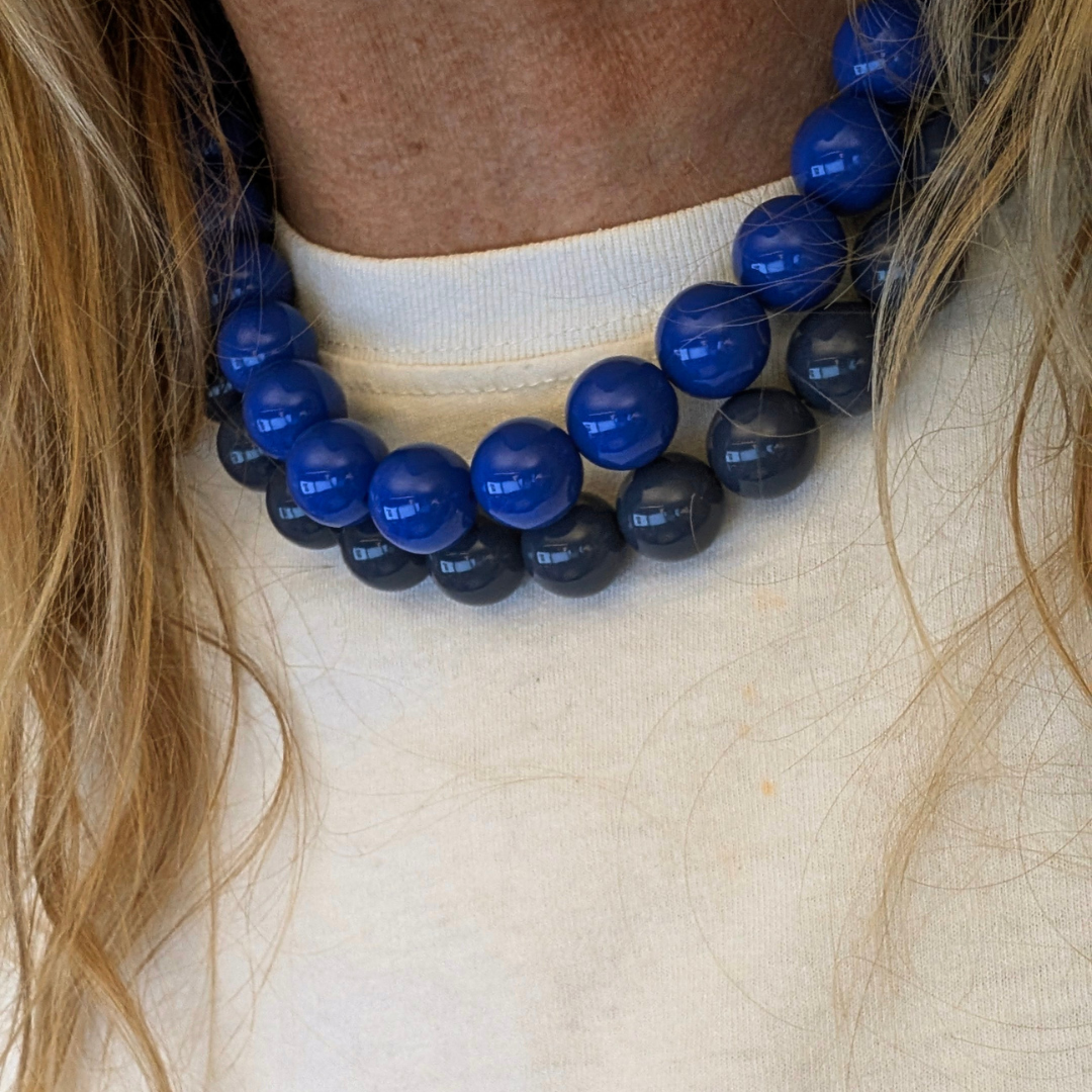 Ketting grote kralen blauw