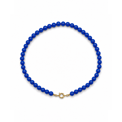 Koningsblauwe kralenketting met boeislot Oliva