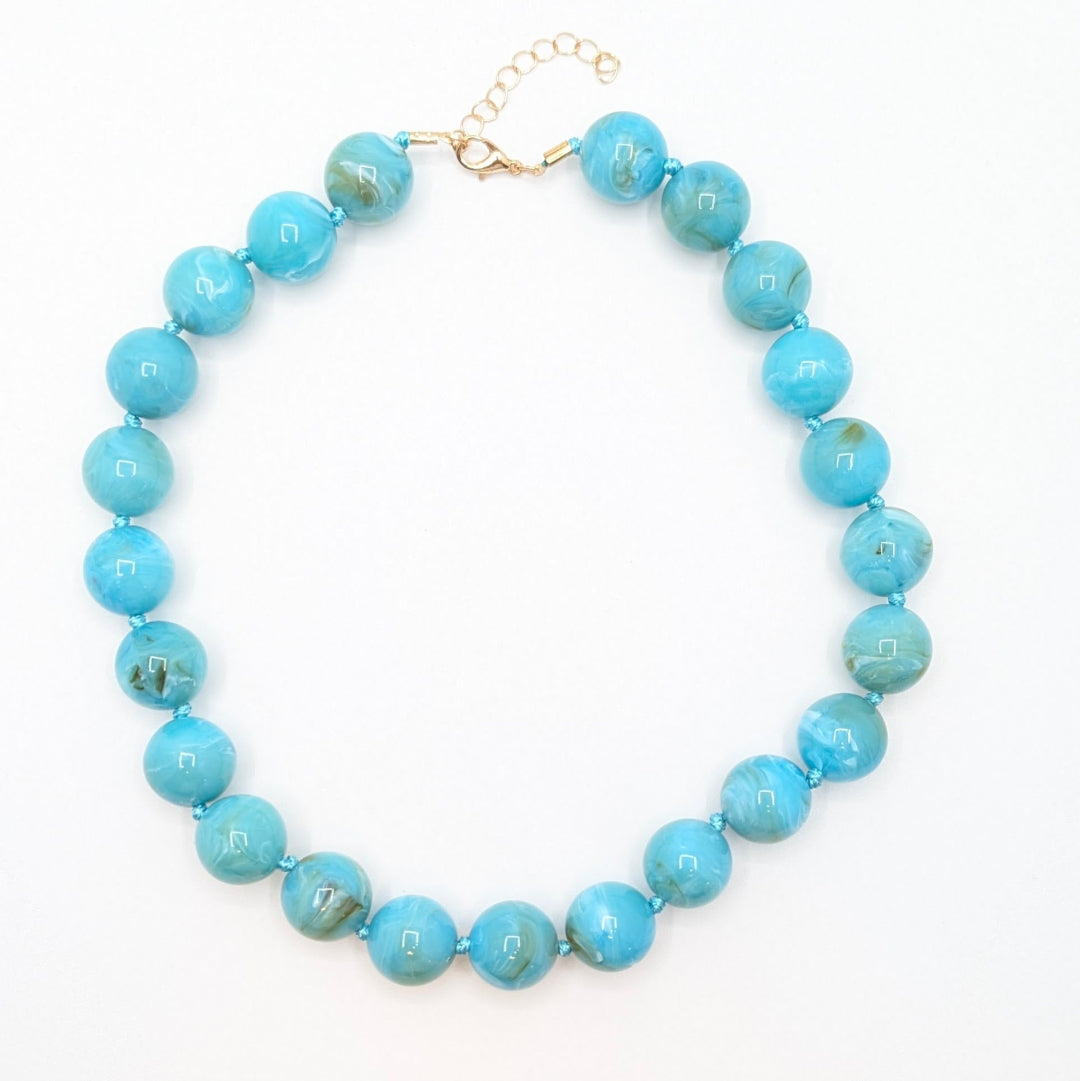 kralen ketting gemarmerd turquoise