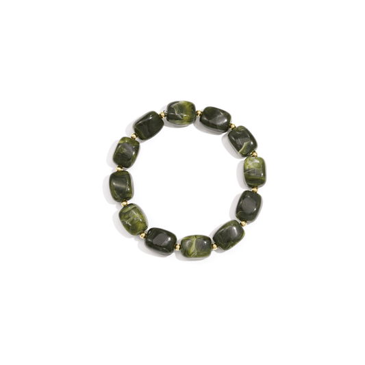 Kralenarmband squared legergroen