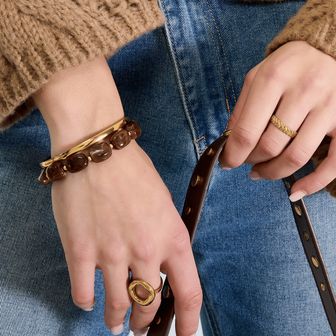 Kralenarmband squared legergroen