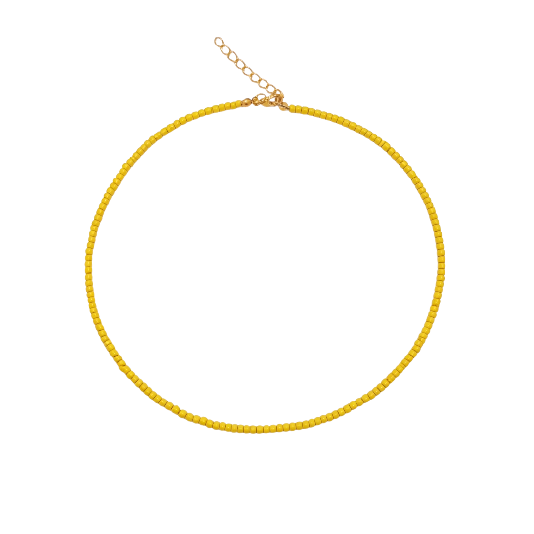 Kleine botergele kralenketting Saar van Casa Jadel