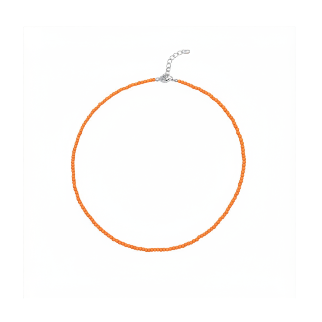 Kleine oranje kralenketting Saar van Casa Jadel-zilver