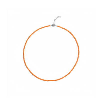 Kleine oranje kralenketting Saar van Casa Jadel-zilver