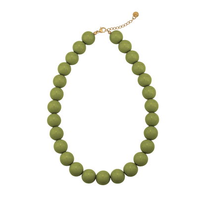 Grote kralen ketting olijf groen
