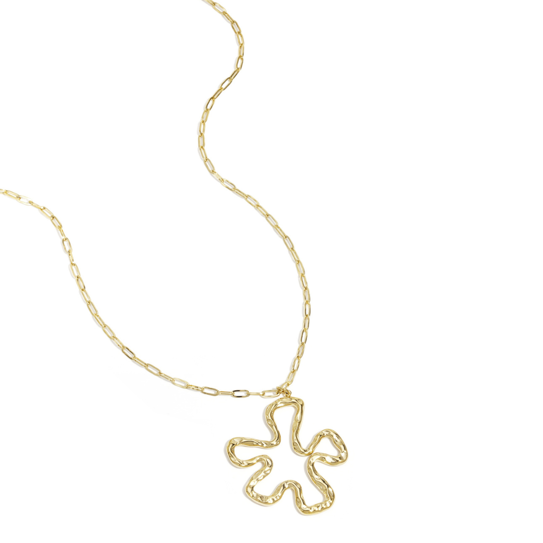 Lange goudkleurige ketting met bloem hanger van Casa Jadel