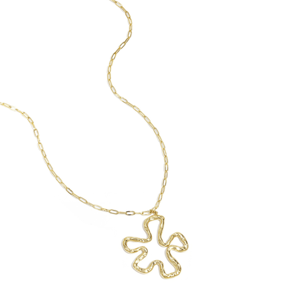 Lange goudkleurige ketting met bloem hanger van Casa Jadel