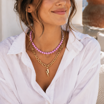 Gouden schakelketting met bliksemschicht