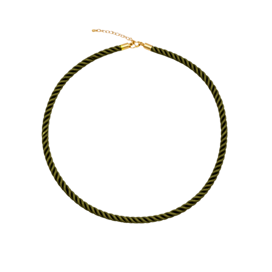 Legergroene gedraaide rope ketting met goudkleurige sluiting