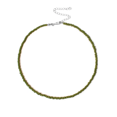 Legergroene kleine kralenketting Saar