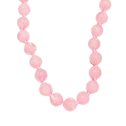 licht roze gemarmerde grote kralenketting