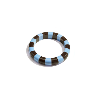 Lichtblauw donkerbruine gestreepte bangle armband Candy