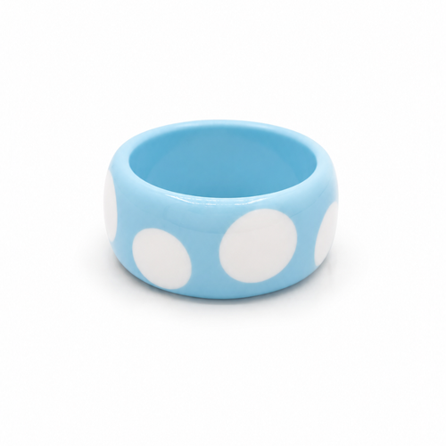 Lichtblauwe met witte stippen bangle armband Polka dot