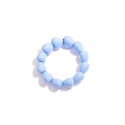 lichtbauwe chubby hartjes kralenarmband met glossy hartvormige kralen