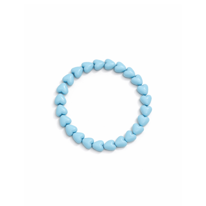 Lichtblauwe hartjes kralenarmband elastisch dames armband