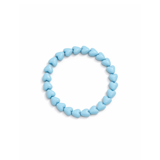 Lichtblauwe hartjes kralenarmband elastisch dames armband