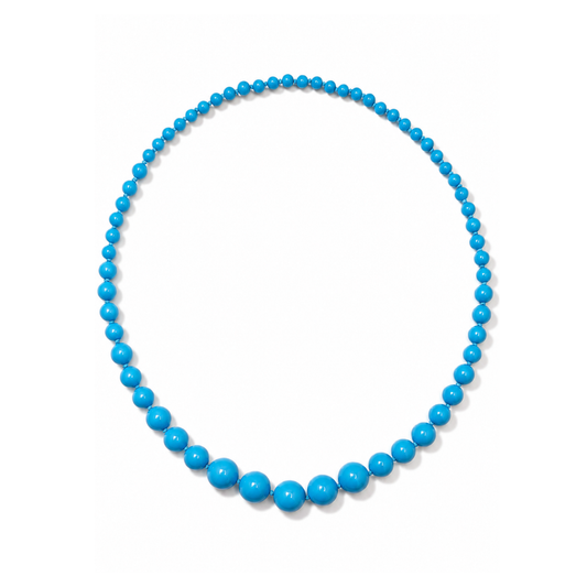 Lichtblauwe lange kralenketting Puck met groot kralenverloop van Casa Jadel