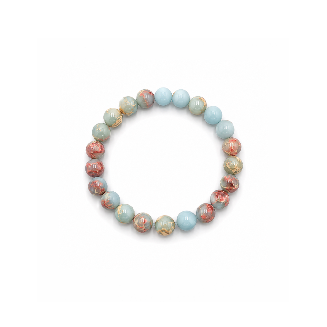 Lichtblauwe Shoushan-steen natuursteen kralenarmband van Casa Jadel