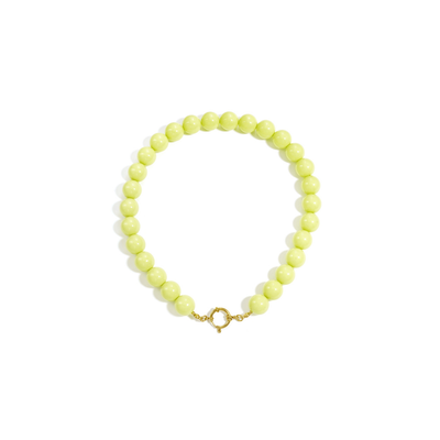 Lichtgele grote kralenketting met boeislot Noor