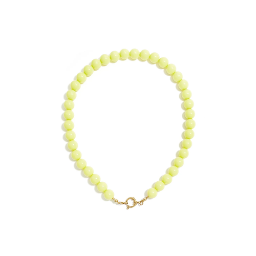 Lichtegele kralenketting met boeislot