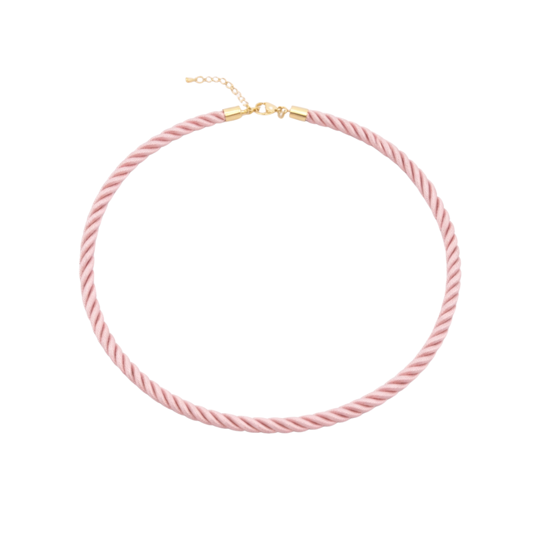 Lichtroze gedraaide rope ketting met goudkleurige sluiting