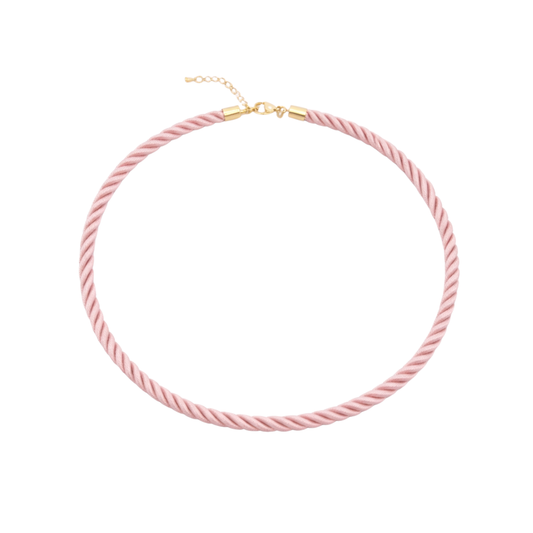 Lichtroze gedraaide rope ketting met goudkleurige sluiting