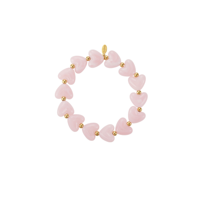 Babyroze hartjes kralenarmband Lieve