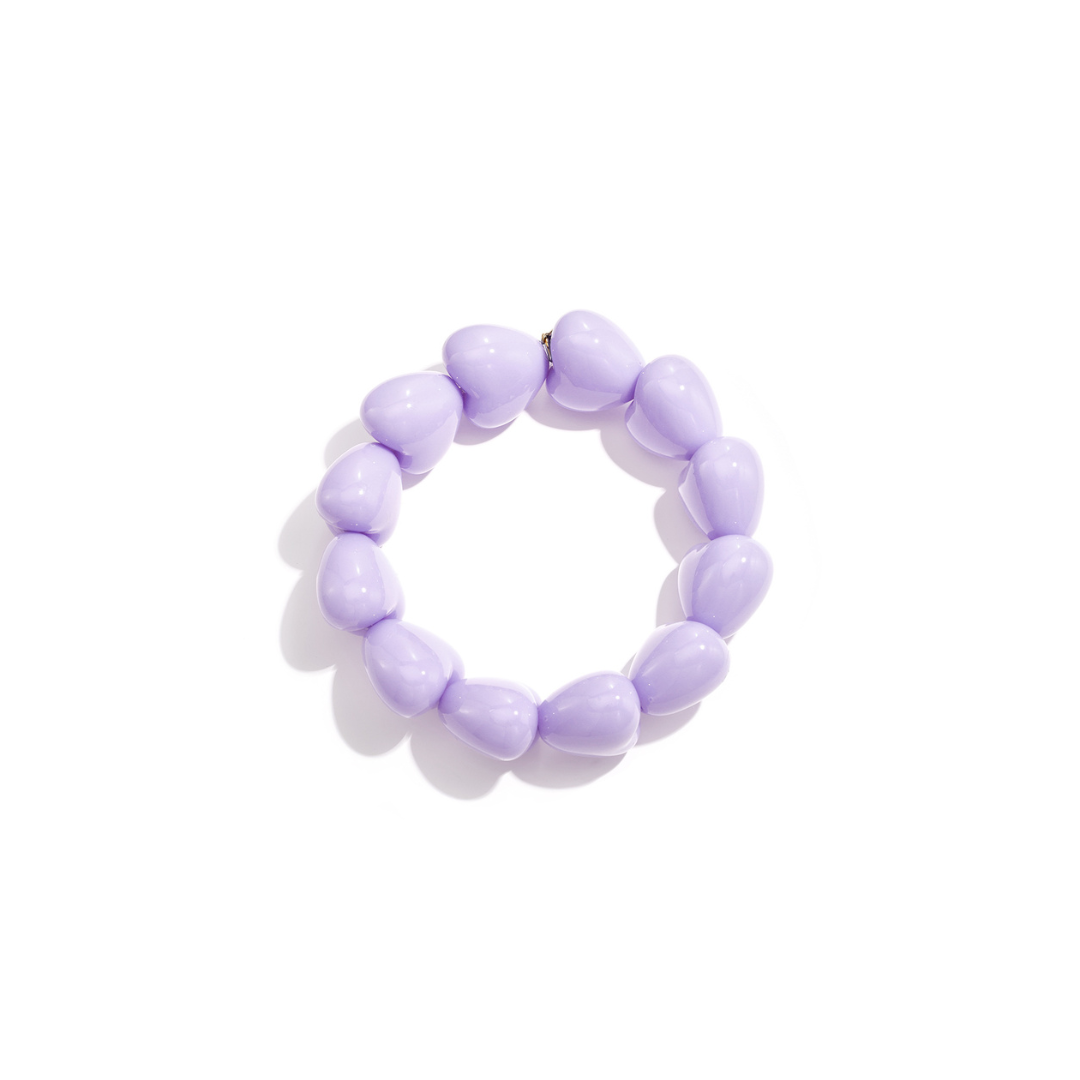 Lila chubby hartjes kralenarmband met glossy hartvormige kralen