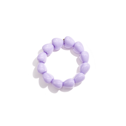 Lila chubby hartjes kralenarmband met glossy hartvormige kralen